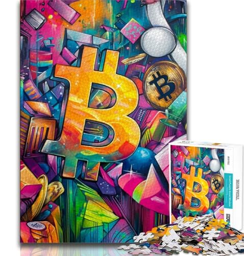 Puzzles für Erwachsene und Teenager, Graffiti-Bitcoin, anspruchsvolles Spiel und Lernspiel für die ganze Familie zum Geburtstag, Weihnachten, 75x50cm von GKJPOXZJ