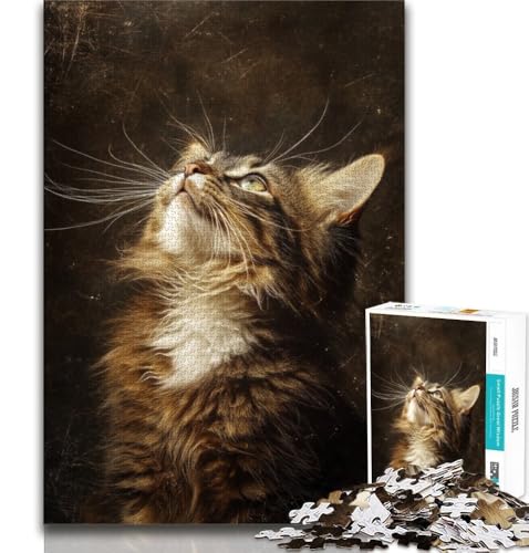 Puzzles für Erwachsene und Teenager, Puzzle mit Tierkatze, anspruchsvolles Spiel und Lernspiel für die ganze Familie zum Geburtstag, Weihnachten, 75x50cm von GKJPOXZJ