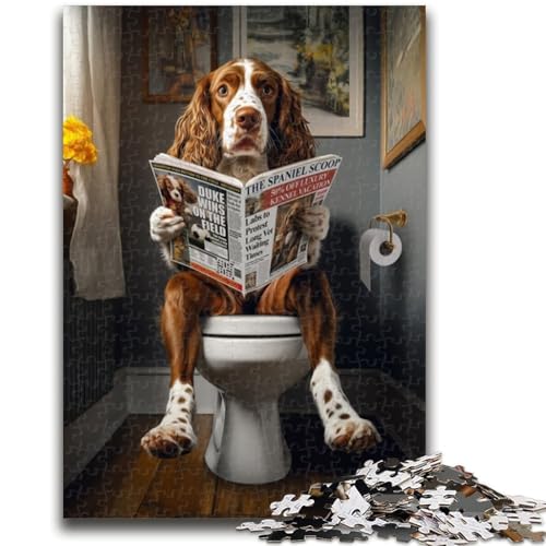 Puzzles für Teenager, 1000 Springer Spaniel auf der Toilette, Teenager-Puzzles, anspruchsvolles Spiel, ganze Familie (26x38cm) von GKJPOXZJ