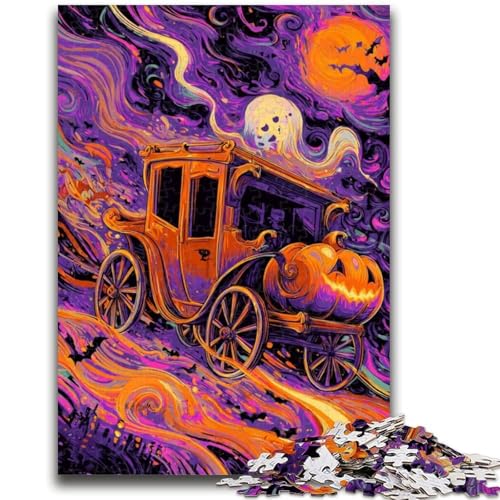 Puzzles für Teenager, 1000 Teile, Halloween-Kürbiskutschen-Puzzles für Erwachsene, pädagogisches Spielzeug zum Stressabbau, tolle Geschenke und Spielzeuge (50x75cm) von GKJPOXZJ
