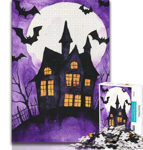 Puzzles für Teenager, 1000 Teile, Halloween-Schloss, für Lernspiele, Herausforderungen, Spielzeug, Geburtstagsgeschenk, Geschenke, Wandkunst, 75x50cm von GKJPOXZJ