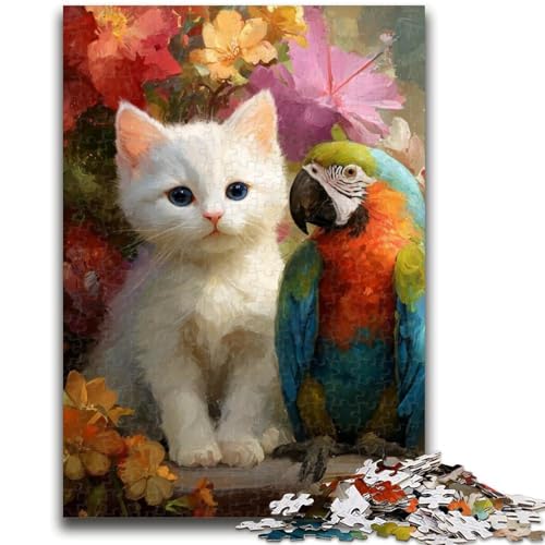 Puzzles für Teenager, Katzen- und Papageien-Puzzles für Erwachsene, Stressabbau, schwierige Herausforderung, geeignet als Schreibtischdekoration (75x50cm) von GKJPOXZJ