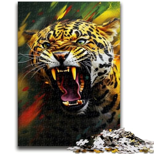 Puzzles für Teenager, Leoparden-Puzzles für Teenager, Familienunterhaltungsspielzeug mit passendem Poster und Quizblatt (26x38cm) von GKJPOXZJ