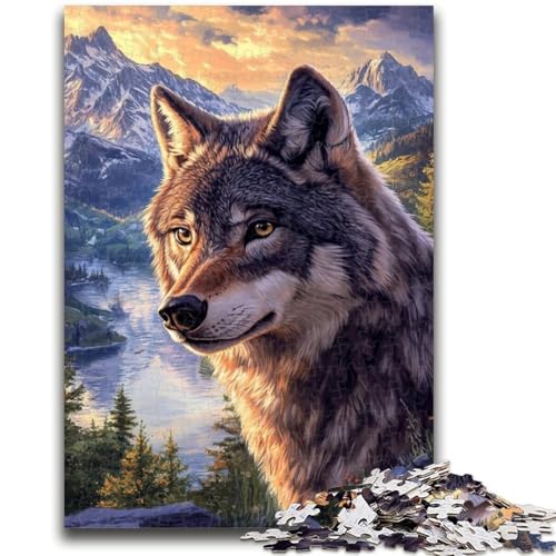 Puzzles für Teenager, Majestätischer Wolf, Teenager-Puzzles, für Lernspiele, Herausforderungsspielzeug, als Geschenk für die ganze Familie, (38x26cm) von GKJPOXZJ