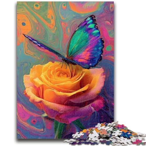 Puzzles für Teenager, Schmetterlinge und Rosen, anspruchsvolle Spiele, Geschenke, ganze Familie (75x50cm) von GKJPOXZJ