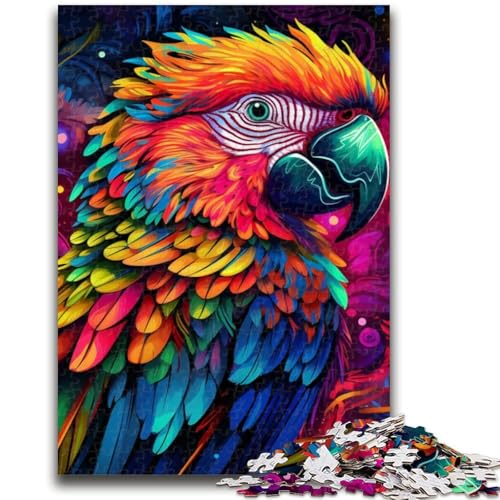 Puzzles für Teenager, farbenfrohe Papageien-Puzzles für Teenager, Familienunterhaltungsspielzeug mit passendem Poster und Quizblatt (50x75cm) von GKJPOXZJ