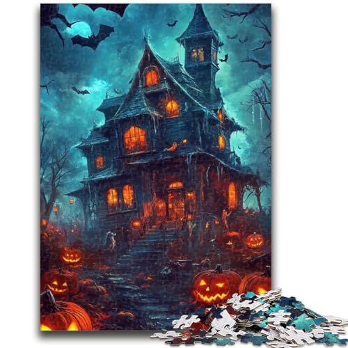 Puzzles mit 1000 Teilen für Teenager, Halloween-Schloss, Teenager-Puzzles, Quizspiel, Wanddekoration, einzigartige Geburtstags (50x75cm) von GKJPOXZJ