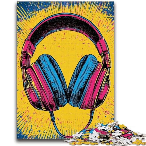Puzzles mit 1000 Teilen für Teenager, Kopfhörerkunst, Teenager-Puzzles, Quizspiel, Wanddekoration, einzigartige Geburtstags (50x75cm) von GKJPOXZJ
