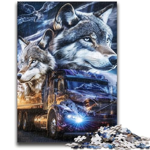 Puzzles mit 1000 Teilen für Teenager, Wolf unter dem Mond, Teenager-Puzzles, Quizspiel, Wanddekoration, einzigartige Geburtstags (38x26cm) von GKJPOXZJ