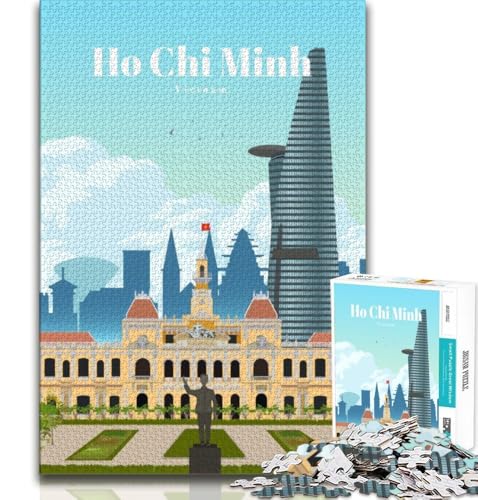 Reise nach Ho-Chi-Minh-Stadt, Puzzle mit 1000 Teilen für Teenager, anspruchsvolles Spiel und Familienspaß mit vollständig ineinandergreifenden, zufällig geformten Teilen, 38x26cm von GKJPOXZJ