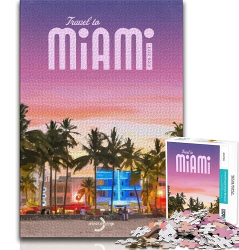 Reise-nach-Miami-Puzzle für Teenager, 1000 Teile, anspruchsvolles Spiel und Familienspaß mit vollständig ineinandergreifenden, zufällig geformten Teilen, 38x26cm Reise-nach-Miami-Puzzle für Teenager, 1000 Teile, anspruchsvolles Spiel und Familienspaß mit vollständig ineinandergreifenden, zufällig geformten Teilen, 38x26cm von GKJPOXZJ
