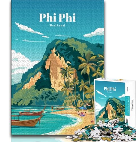 Reise-nach-Phi-Phi-Puzzle für Teenager, 1000 Teile, anspruchsvolles Spiel und Familienspiel mit vollständig ineinandergreifenden, zufällig geformten Teilen, 38x26cm Reise-nach-Phi-Phi-Puzzle für Teenager, 1000 Teile, anspruchsvolles Spiel und Familienspiel mit vollständig ineinandergreifenden, zufällig geformten Teilen, 38x26cm von GKJPOXZJ