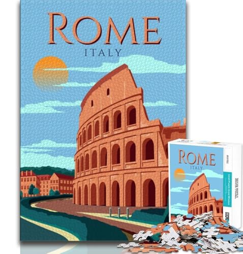 Reiseplakat von Rom, Italien, Puzzle für Erwachsene und Jugendliche, Puzzle, hilft dem Gehirn, süchtig machendes Spielzeug zu trainieren, um Geduld und Eltern-Kind-Interaktion zu fördern, 38x26cm von GKJPOXZJ