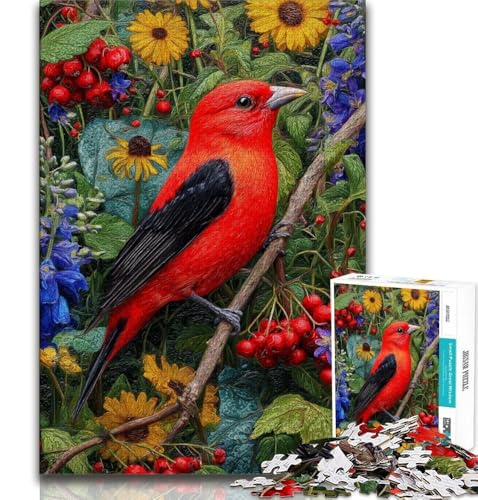 Roter Vogel und Blumen, 1000-teiliges Puzzle für Erwachsene und Jugendliche, Mustermontage, Spaß bei Aktivitäten zu Hause, Geburtstagsgeschenk, Reisegeschenke, 38x26cm Roter Vogel und Blumen, 1000-teiliges Puzzle für Erwachsene und Jugendliche, Mustermontage, Spaß bei Aktivitäten zu Hause, Geburtstagsgeschenk, Reisegeschenke, 38x26cm von GKJPOXZJ