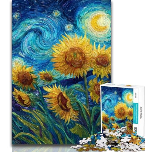 Sonnenblumen-Nachthimmel-Puzzle 1000 Teile für Erwachsene, anspruchsvolles Spiel und Familienspiel, ganze Familie, 75x50cm Sonnenblumen-Nachthimmel-Puzzle 1000 Teile für Erwachsene, anspruchsvolles Spiel und Familienspiel, ganze Familie, 75x50cm von GKJPOXZJ