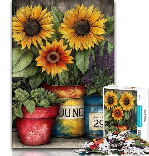 Sonnenblumen-Puzzle, 1000 Teile, für Erwachsene und Jugendliche, anspruchsvolles Spiel und Familienspiel, ganze Familie, 38x26cm Sonnenblumen-Puzzle, 1000 Teile, für Erwachsene und Jugendliche, anspruchsvolles Spiel und Familienspiel, ganze Familie, 38x26cm von GKJPOXZJ