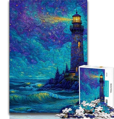 Sternenhimmel-Leuchtturm-Puzzle 1000 Teile für Erwachsene, anspruchsvolles Spiel und Familienspiel, ganze Familie, 75x50cm von GKJPOXZJ