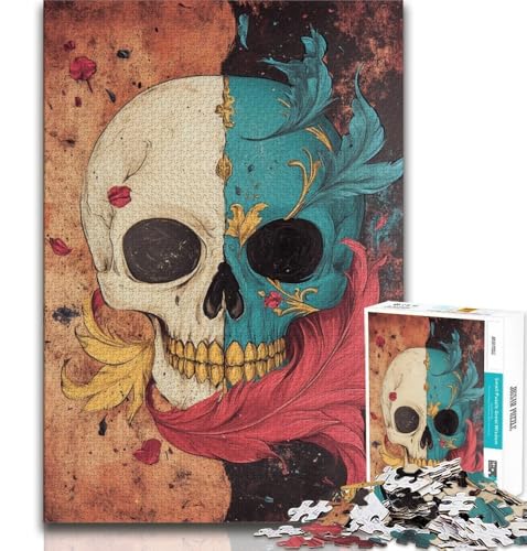 Totenkopffedern-Puzzles für Erwachsene, 1000 Puzzles, anspruchsvolles Spiel, Geschenke für die ganze Familie, 75x50cm Totenkopffedern-Puzzles für Erwachsene, 1000 Puzzles, anspruchsvolles Spiel, Geschenke für die ganze Familie, 75x50cm von GKJPOXZJ