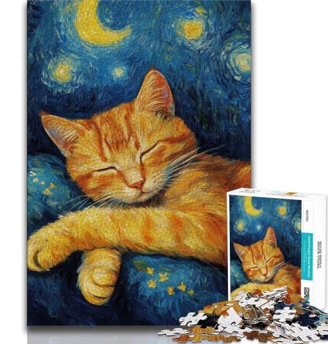 Van Gogh Nachthimmel-Katzen-Puzzle für Teenager, dekomprimierendes intellektuelles Lernspielzeug, geeignet als Schreibtischdekoration, 75x50cm Van Gogh Nachthimmel-Katzen-Puzzle für Teenager, dekomprimierendes intellektuelles Lernspielzeug, geeignet als Schreibtischdekoration, 75x50cm von GKJPOXZJ