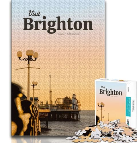 Visit Brighton Puzzle 1000 Teile für Erwachsene, anspruchsvolles Spiel und Familienspiel, ganze Familie, 75x50cm von GKJPOXZJ