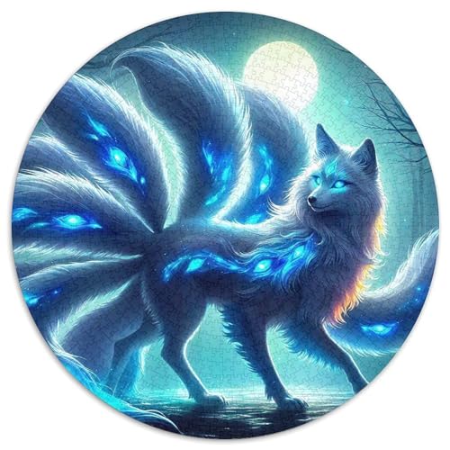 1000-teiliges rundes Puzzle mit neun Schwänzen für Kinder und Erwachsene, bunt, für unmöglich, kreatives Jugendliche und Erwachsene, 1000 Stück (67,5 x 67,5 cm) von GKWEQPQWK