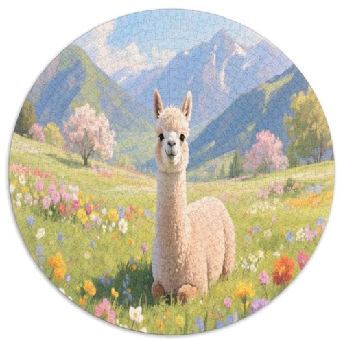 Alpakas 1000 Teile Circular Puzzles Erwachsene Und Kinder, Schwer, Rundes Für Erwachsene Geschenke Für Mama, 1000pcs (67.5x67.5cm) von GKWEQPQWK