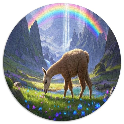Alpakas 1000 Teile Circular Puzzles Stressabbau-Spielzeugfür Erwachsene Kinder Schwieriges Großes Pädagogisches Karton - Familienpuzzle Geschenke Für Mama, 1000pcs (67.5x67.5cm) von GKWEQPQWK