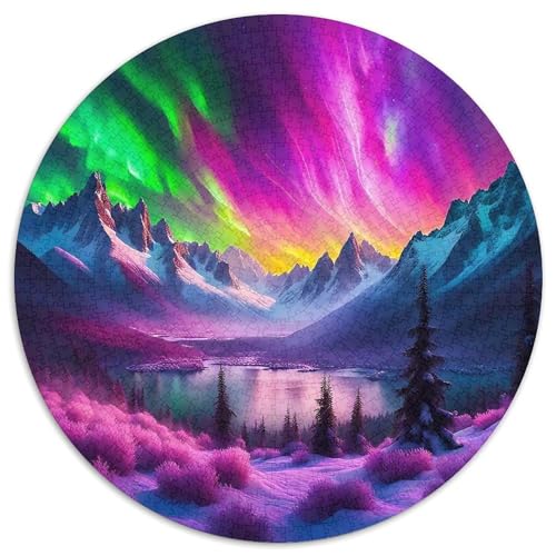 Aurora Landschaft 1000 Teile kreative Kunst Circular Puzzles Für Erwachsene Kinder - Schwer, Verringerter Druck Rundes Für Erwachsene Geschenke Für Mama, 1000pcs (67.5x67.5cm) von GKWEQPQWK