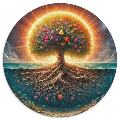 Baum des Lebens 1000 Teile Runde Puzzles Puzzle für Erwachsene Geschenk für Familie Einzigartige Form Unmöglich für kreatives Jugendliche und Erwachsene 1000 Stück (67,5 x 67,5 cm) von GKWEQPQWK