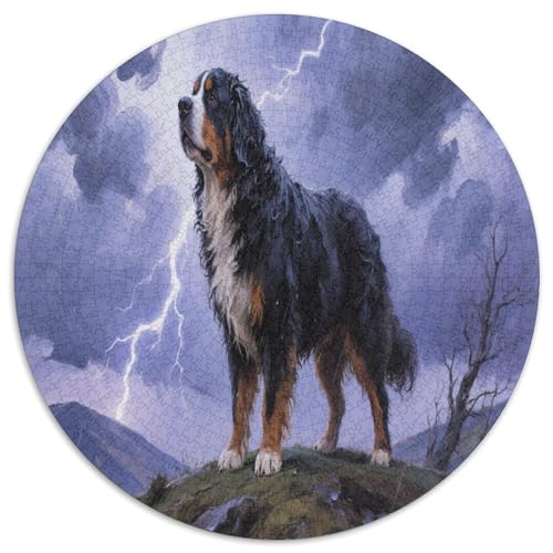 Berner Berghund 1000 Teile Circular Puzzles Für Erwachsene Kinder - Schwer, Verringerter Druck Karton - Familien- Geschenke Für Mama, 1000pcs (67.5x67.5cm) von GKWEQPQWK
