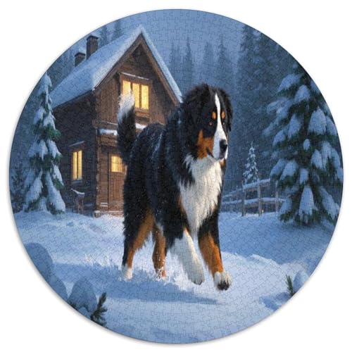 Berner Berghund 1000 Teile Circular Puzzles Stressabbau-Spielzeugfür Erwachsene Kinder Schwieriges Unmögliches Für Rundes Für Erwachsene Geschenke Für Mama, 1000pcs (67.5x67.5cm) von GKWEQPQWK