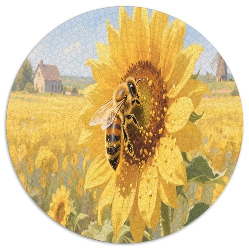 Bienen 1000 Teile Circular Puzzles Für Erwachsene Kinder Schwieriges Unmögliches Für Stressfreisetzung Spielzeug Geschenke Für Mama, 1000pcs (67.5x67.5cm) von GKWEQPQWK
