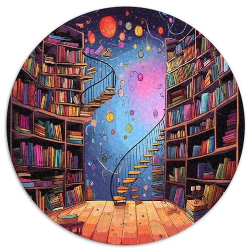 Bücherregal 1000 Teile Circular Puzzles Stressabbau-Spielzeugfür Erwachsene Kinder - Schwer, Rundes Für Erwachsene Geschenke Für Mama, 1000pcs (67.5x67.5cm) von GKWEQPQWK
