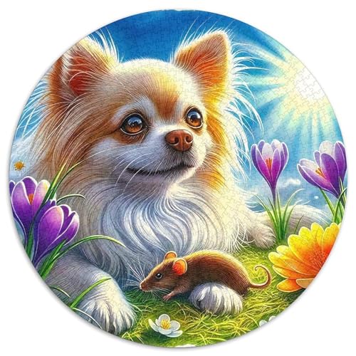 Chihuahua 1000 Stück runde Puzzles für Kinder und Erwachsene, Lernspiele, bunt für unmöglich, kreatives Jugendliche und Erwachsene, 1000 Stück (67,5 x 67,5 cm) von GKWEQPQWK