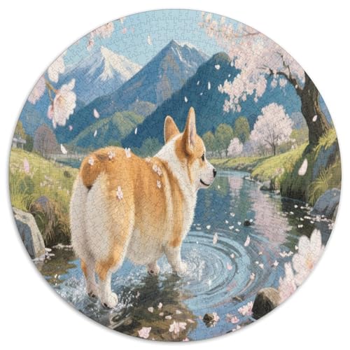 Corgi 1000 Teile Circular Puzzles Stressabbau-Spielzeugfür Erwachsene Kinder Schwieriges Großes Pädagogisches Stressfreisetzung Spielzeug Geschenke Für Mama, 1000pcs (67.5x67.5cm) von GKWEQPQWK
