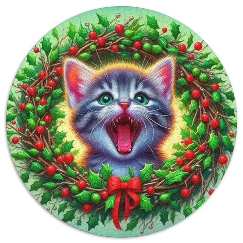 Cute Katze 1000 Teile Circular Puzzles Erwachsene Und Kinder, Schwieriges Großes Pädagogisches Rundes Für Erwachsene Geschenke Für Mama, 1000pcs (67.5x67.5cm) von GKWEQPQWK