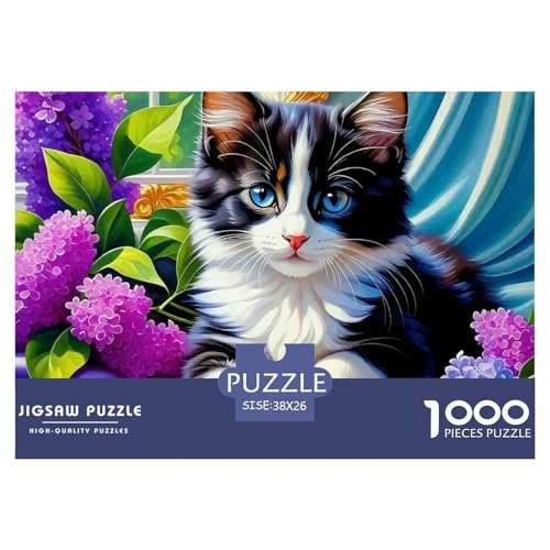 Cute Katze 1000 Teile Puzzle Für Erwachsene Und Kinder Ab 12 Jahren Herausforderndes Premium Quality Familienspiel Geschenk Für Liebhaber Oder Freunde 38x26cm/1000pcs von GKWEQPQWK