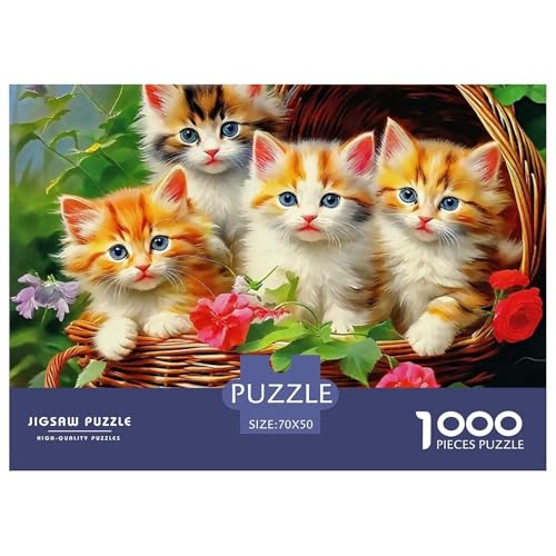 Cute Katze 1000 Teile Puzzle Für Erwachsene Und Kinder Ab 12 Jahren Herausforderndes Premium Quality Familienspiel Geschenk Für Liebhaber Oder Freunde 70x50cm/1000pcs von GKWEQPQWK