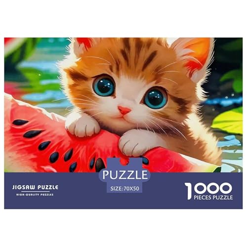 Cute Katze 1000 Teile Puzzle Für Erwachsene Und Kinder Ab 12 Jahren Herausforderndes Premium Quality Perfekt Für Spieleabende Geschenk Für Liebhaber Oder Freunde 70x50cm/1000pcs von GKWEQPQWK