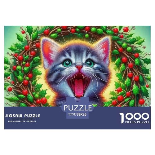 Cute Katze 1000 Teilen Puzzle Für Erwachsene Und Kinder Ab 12 Jahren Kreative Unterhaltung Spaß Klassisches Premium Quality Perfekt Für Spieleabende Geschenk Für Liebhaber Oder Freunde 38x26cm/1000pcs von GKWEQPQWK