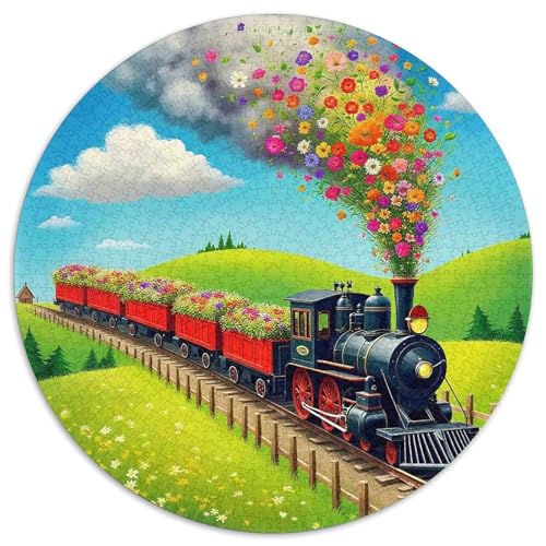 Dampfzug 1000 Teile Circular Puzzles Für Erwachsene Kinder - Schwer, Stressfreisetzung Spielzeug Geschenke Für Mama, 1000pcs (67.5x67.5cm) von GKWEQPQWK