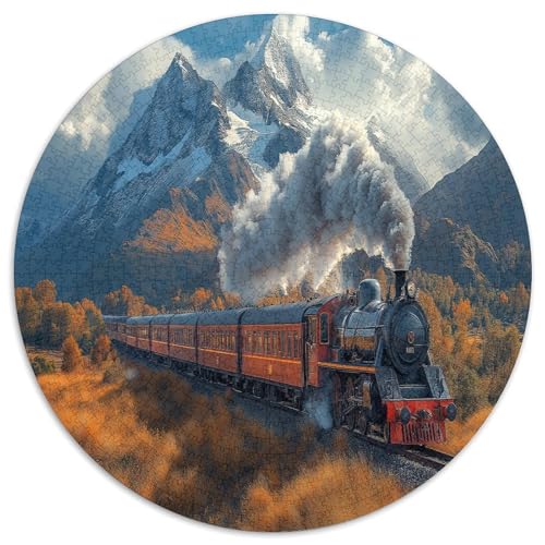 Dampfzug 1000 Teile Circular Puzzles Stressabbau-Spielzeugfür Erwachsene Kinder Schwieriges Unmögliches Für Rundes Für Erwachsene Geschenke Für Mama, 1000pcs (67.5x67.5cm) von GKWEQPQWK