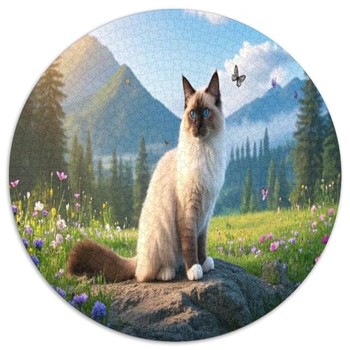 Das Sacré De Birmanie 1000 Teile Circular Puzzles Stressabbau-Spielzeugfür Erwachsene Kinder Schwieriges Großes Pädagogisches Stressfreisetzung Spielzeug Geschenke Für Mama, 1000pcs (67.5x67.5cm) von GKWEQPQWK