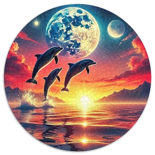 Delphin 1000 Teile Meerestiere Circular Puzzles Für Erwachsene Kinder Schwieriges Unmögliches Für Rundes Für Erwachsene Geschenke Für Mama, 1000pcs (67.5x67.5cm) von GKWEQPQWK
