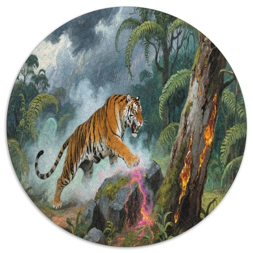 Der Bengalenische Tiger 1000 Teile Circular Puzzles Für Erwachsene Kinder - Schwer, Verringerter Druck Rundes Für Erwachsene Geschenke Für Mama, 1000pcs (67.5x67.5cm) von GKWEQPQWK