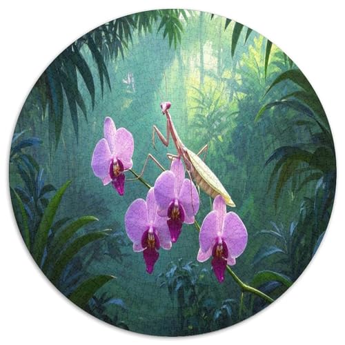 Der Hymenopus Coronatus 1000 Teile Circular Puzzles Stressabbau-Spielzeugfür Erwachsene Kinder - Schwer, Verringerter Druck Karton - Familienpuzzle Geschenke Für Mama, 1000pcs (67.5x67.5cm) von GKWEQPQWK