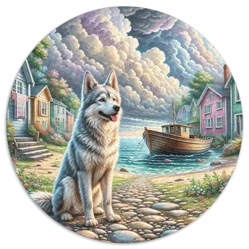 Deutscher Spitz 1000 Teile Circular Puzzles Für Erwachsene Kinder Schwieriges Großes Pädagogisches Verringerter Druck Karton - Familien- Geschenke Für Mama, 1000pcs (67.5x67.5cm) von GKWEQPQWK