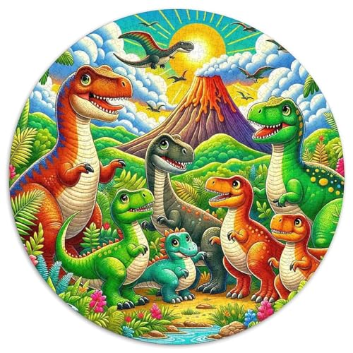 Dinosaurier 1000 Teile Drachen Thema Circular Puzzles Für Erwachsene Kinder Schwieriges Großes Pädagogisches Karton - Familien- Geschenke Für Mama, 1000pcs (67.5x67.5cm) von GKWEQPQWK