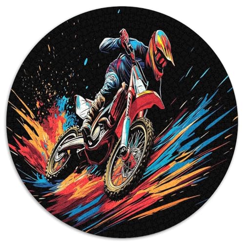 Dirt Bike 1000 Teile Circular Puzzles Stressabbau-Spielzeugfür Erwachsene Kinder - Schwer, Verringerter Druck Karton - Familienpuzzle Geschenke Für Mama, 1000pcs (67.5x67.5cm) von GKWEQPQWK