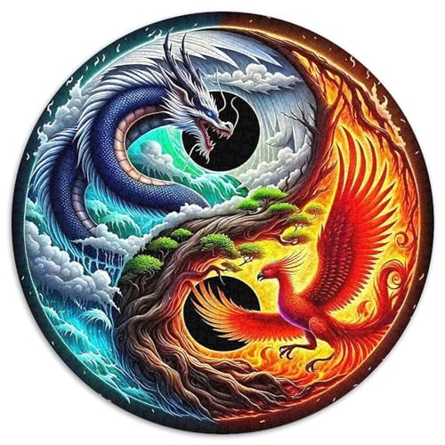 Drache und Phoenix 1000 Teile Drachen Thema Circular Puzzles Für Erwachsene Kinder Schwieriges Unmögliches Für Verringerter Druck Karton - Familien- Geschenke Für Mama, 1000pcs (67.5x67.5cm) von GKWEQPQWK